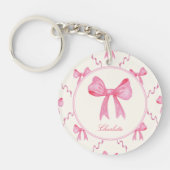 Sweet Pink Coquette Bow Acryl Sleutelhanger (Voorkant)