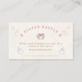 Sweet Pink Coquette Diaper Raffle Baby Shower Informatiekaartje