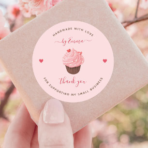 Sweet Pink Cupcake Bakery Traktatie Handgemaakt Da Ronde Sticker