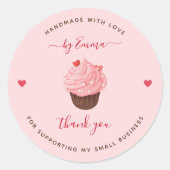 Sweet Pink Cupcake Bakery Traktatie Handgemaakt Da Ronde Sticker (Voorkant)