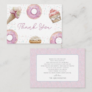 Sweet Pink Cupcake & Donut Baby shower Bedankt Notitiekaartje