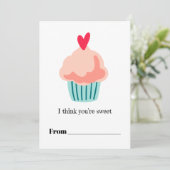Sweet pink cupcake kids Classroom Valentine Feestdagenkaart (Staand voorkant)