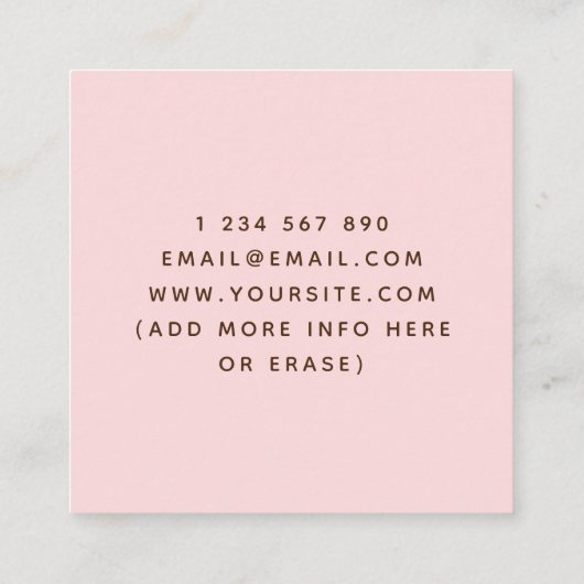 Sweet Pink Cupcake Modern Baker Social Media Treat Vierkante Visitekaartje (Achterkant)