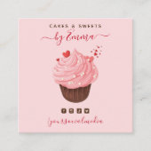 Sweet Pink Cupcake Modern Baker Social Media Treat Vierkante Visitekaartje (Voorkant)
