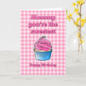 Sweet Pink Cupcake Verjaardag Kaart (Gele Bloem)