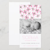 Sweet Pink Daisies Baby Girl Birth Aankondiging (Voorkant / Achterkant)