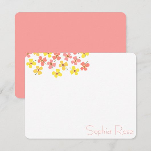 Sweet Pink Daisies Pop Flowers Chic New Baby Girl Bedankkaart (Voorkant / Achterkant)