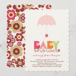 Sweet Pink Daisy Blooms Girl Baby shower Invite Kaart