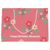 Sweet Pink Daisy Bouquet Retro Pattern Gepersonali Groot Cadeauzakje (Voorkant)