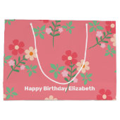 Sweet Pink Daisy Bouquet Retro Pattern Gepersonali Groot Cadeauzakje (Achterkant)