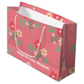 Sweet Pink Daisy Bouquet Retro Pattern Gepersonali Groot Cadeauzakje (Voorkant Gekanteld)