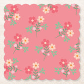 Sweet Pink Daisy Bouquet Retro Pattern Kartonnen Onderzetters (Voorkant)