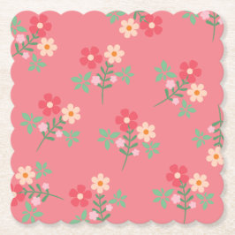 Sweet Pink Daisy Bouquet Retro Pattern Kartonnen Onderzetters