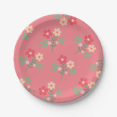 Sweet Pink Daisy Bouquet Retro Pattern Papieren Bordje (Voorkant)