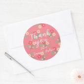 Sweet Pink Daisy Bouquet Retro Pattern Ronde Sticker (Envelop)