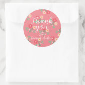 Sweet Pink Daisy Bouquet Retro Pattern Ronde Sticker (Tas)