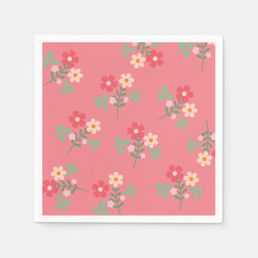 Sweet Pink Daisy Bouquet Retro Pattern Servet (Voorkant)