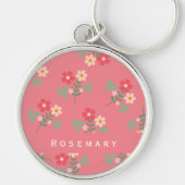 Sweet Pink Daisy Bouquet Retro Pattern Sleutelhanger (Voorkant)