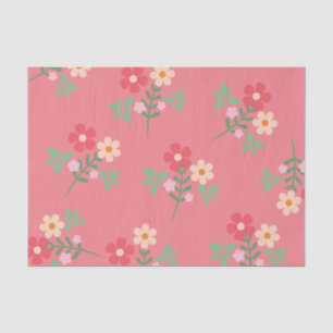 Sweet Pink Daisy Bouquet Retro Pattern Tissuepapier
