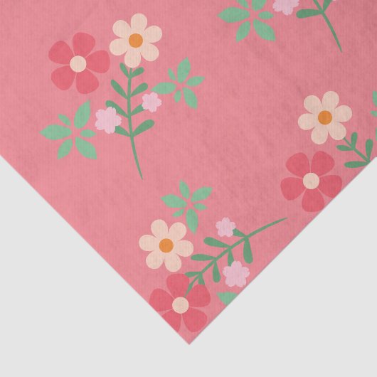 Sweet Pink Daisy Bouquet Retro Pattern Tissuepapier (Detail)