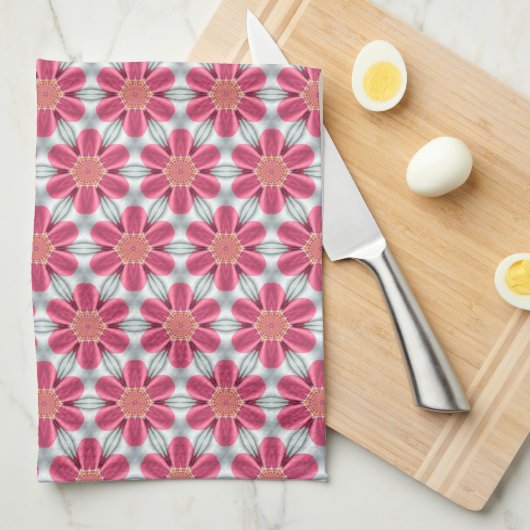 Sweet Pink daisy Pattern Theedoek (Quarter Fold)