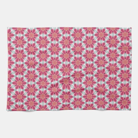 Sweet Pink daisy Pattern Theedoek (Horizontaal)