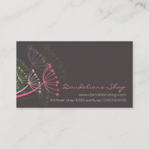 Sweet Pink Dandelion Flowers Modern Elegant Chic Visitekaartje