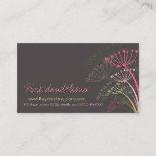 Sweet Pink Dandelion Flowers Modern Elegant Chic Visitekaartje
