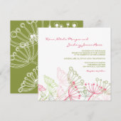 Sweet Pink Dandelions Flower Spring Wedding Invite Kaart (Voorkant / Achterkant)