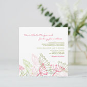 Sweet Pink Dandelions Flower Spring Wedding Invite Kaart (Staand voorkant)