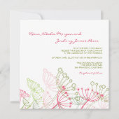 Sweet Pink Dandelions Flower Spring Wedding Invite Kaart (Voorkant)