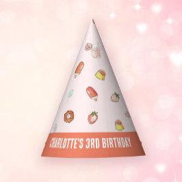 Sweet Pink Desserts Patroon Kids Verjaardag Feesthoedjes