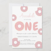 Sweet Pink Donut Girl 1e verjaardag Kaart (Voorkant)