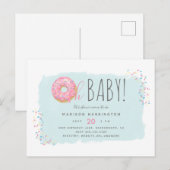 Sweet Pink Donut Sprinkle Modern Oh Baby shower Uitnodiging Briefkaart (Voorkant / Achterkant)