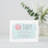 Sweet Pink Donut Sprinkle Modern Oh Baby shower Uitnodiging Briefkaart (Staand voorkant)