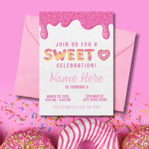 Sweet Pink Donut Sprinkles Meisjes Verjaardag Kaart