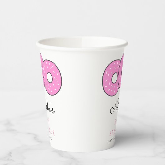 Sweet Pink Donuts Baby Sprinkle Shower Papieren Bekers (Links)