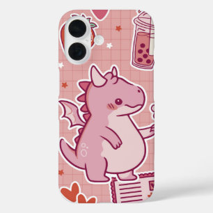 Sweet Pink Dragon – Schattigee romantische Kawaii iPhone 16 Hoesje