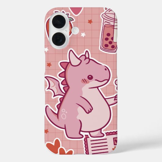 Sweet Pink Dragon – Schattigee romantische Kawaii Case-Mate iPhone Case (Achterkant)