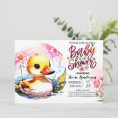 Sweet Pink Duck Baby shower Kaart (Staand voorkant)
