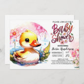 Sweet Pink Duck Baby shower Kaart (Voorkant / Achterkant)