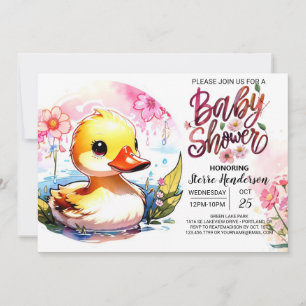 Sweet Pink Duck Baby shower Kaart