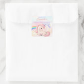 Sweet Pink Elegant Eenhoorn Rainbow Square Sticker (Tas)