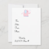 Sweet Pink Elephant Baby shower Invitation Kaart (Achterkant)