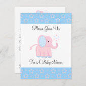 Sweet Pink Elephant Baby shower Invitation Kaart (Voorkant / Achterkant)