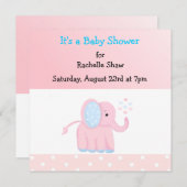 Sweet Pink Elephant Baby shower Invitation Kaart (Voorkant / Achterkant)