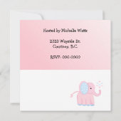 Sweet Pink Elephant Baby shower Invitation Kaart (Achterkant)