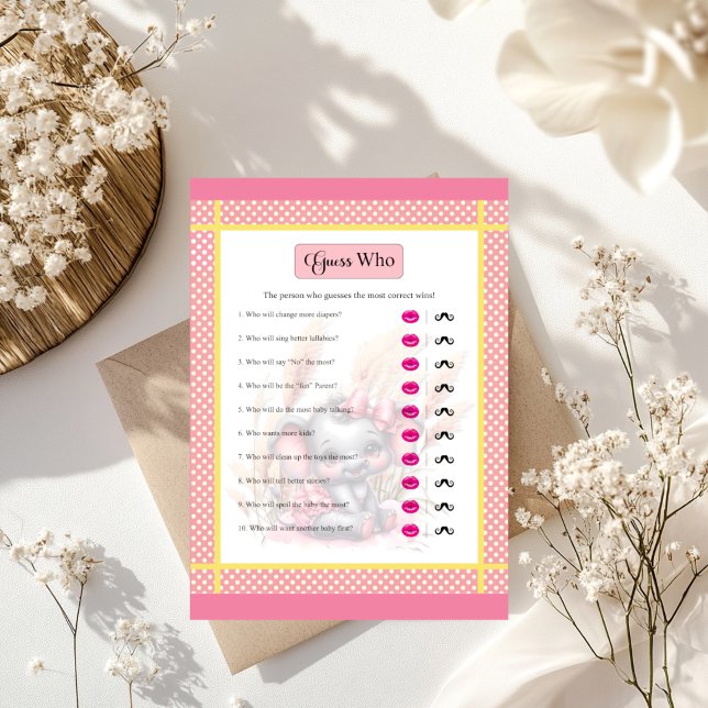 Sweet Pink Elephant Baby shower Raad eens wie het  (Creator heeft geüpload)