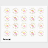 Sweet Pink Elephant Birthday Party Ronde Sticker (Vel)