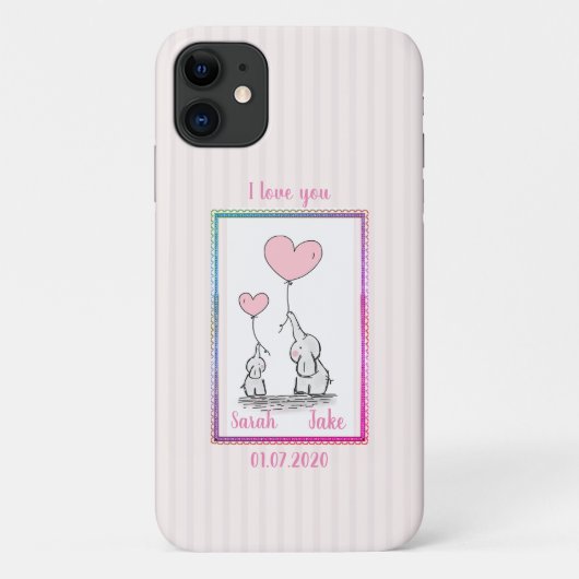 Sweet Pink Elephant Couple Case-Mate iPhone Case (Achterkant)